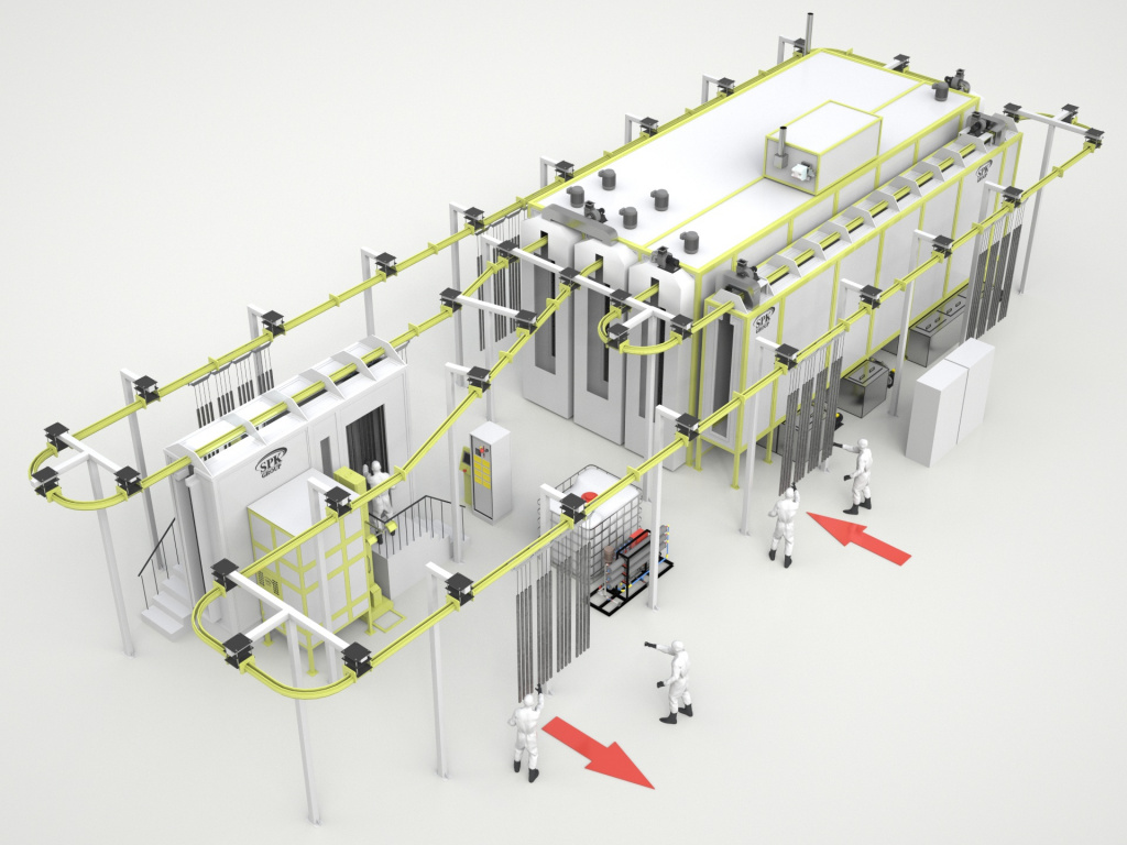 Линия порошковой окраски SPK с ручной конвейерной системой для почвообрабатывающей техники.jpg